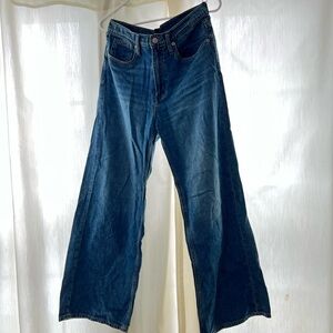 Wide-Leg Blue Denim Jeans